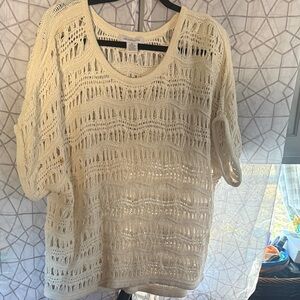 Liz Claiborne Women's Cream Open-Knit Sweater